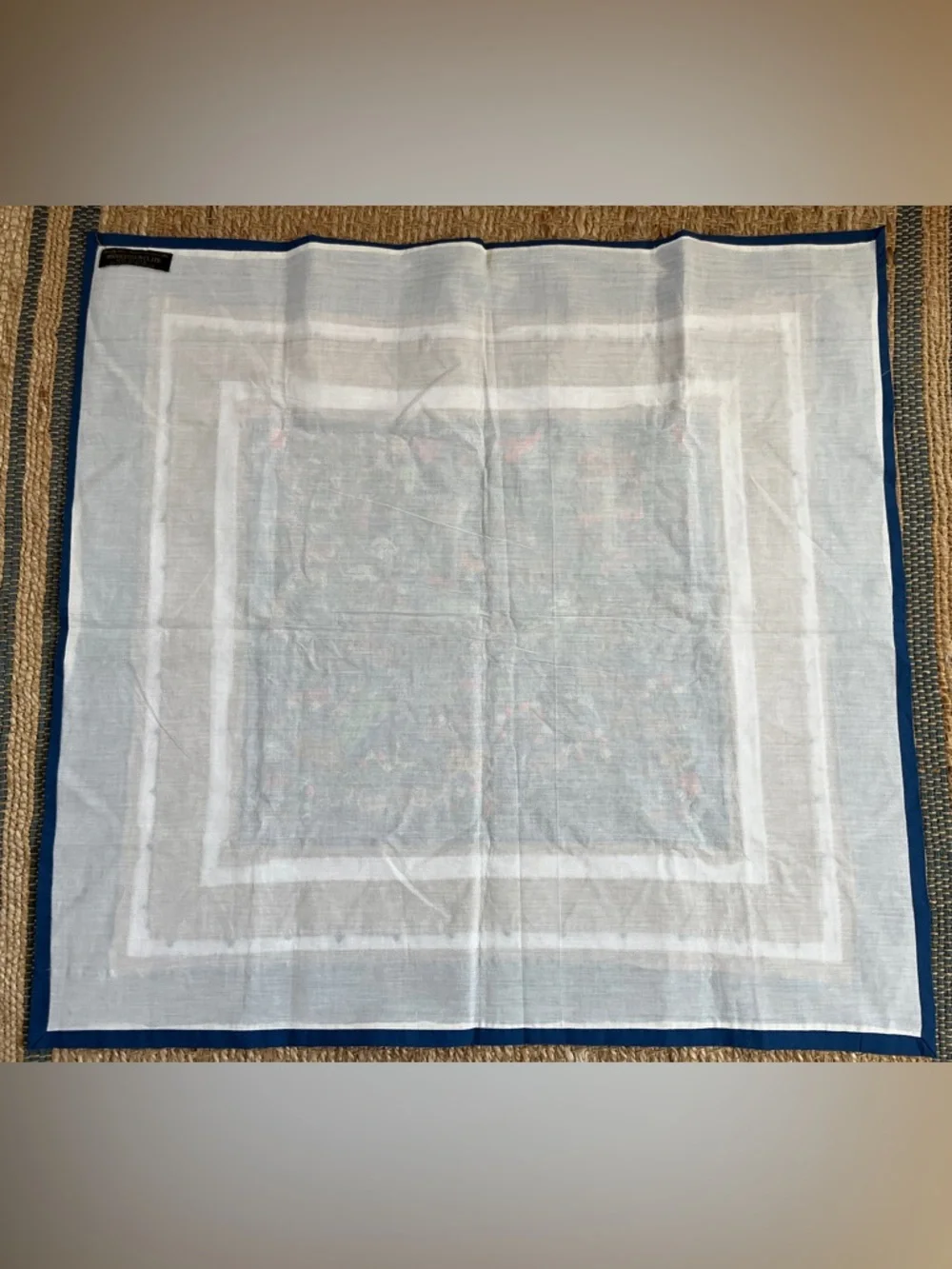 Vtg Hmong Thailand Story Cloth 36 x 38 Forest Jungle Animal Watering Hole Blue